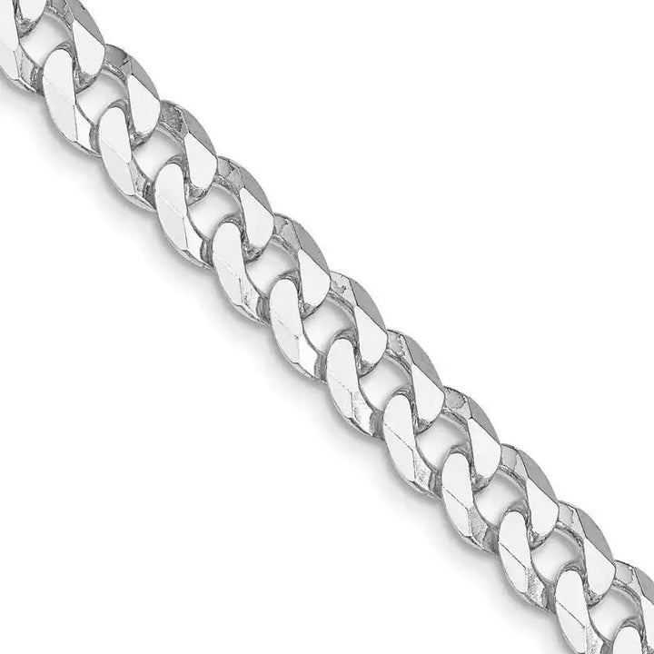 Sterling Silver Rhodium-plated 7mm Beveled Curb Chain Necklace - Larson Jewelers