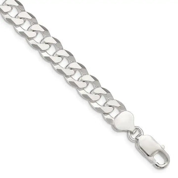 Sterling Silver 8.5mm Beveled Curb Chain Bracelet - Larson Jewelers