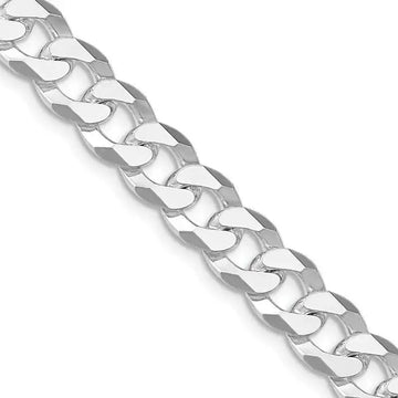 Sterling Silver Rhodium-plated 8.5mm Beveled Curb Chain Necklace - Larson Jewelers
