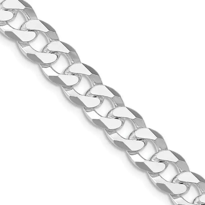 Sterling Silver Rhodium-plated 8.5mm Beveled Curb Chain Necklace - Larson Jewelers