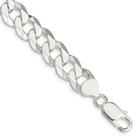 Bracelet en argent sterling avec chaîne gourmette biseautée de 10,6 mm