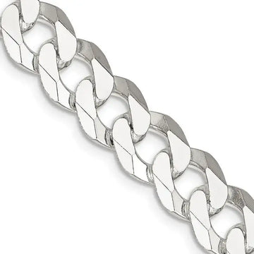 Sterling Silver 10.6mm Beveled Curb Chain Necklace - Larson Jewelers