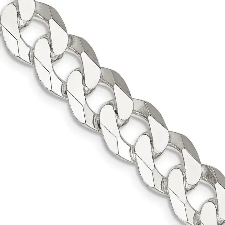 Sterling Silver 10.6mm Beveled Curb Chain Necklace - Larson Jewelers
