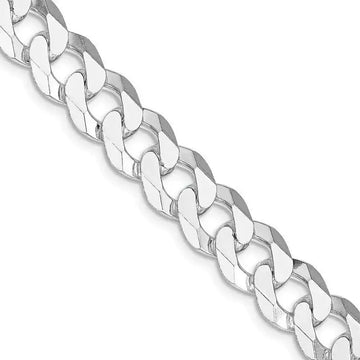 Sterling Silver Rhodium-plated 10.6mm Beveled Curb Chain Necklace - Larson Jewelers
