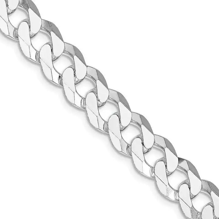 Sterling Silver Rhodium-plated 10.6mm Beveled Curb Chain Necklace - Larson Jewelers