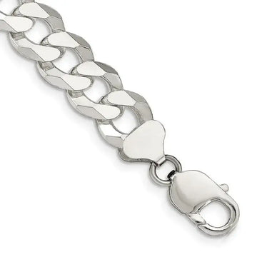 Sterling Silver 12.3mm Beveled Curb Chain Bracelet - Larson Jewelers