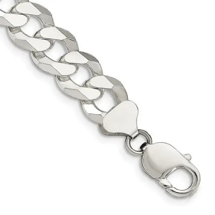 Sterling Silver 12.3mm Beveled Curb Chain Bracelet - Larson Jewelers
