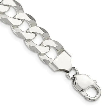 Sterling Silver 13mm Beveled Curb Chain Bracelet - Larson Jewelers