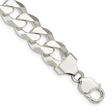 Sterling Silver 14mm Beveled Curb Chain Bracelet - Larson Jewelers