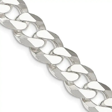 Sterling Silver 14mm Beveled Curb Chain Necklace - Larson Jewelers