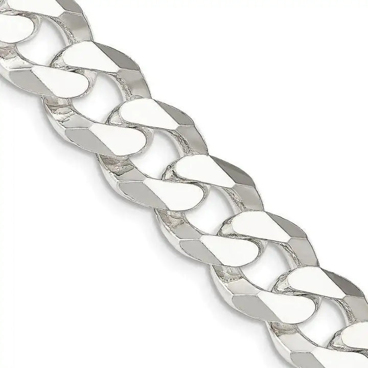 Sterling Silver 14mm Beveled Curb Chain Necklace - Larson Jewelers