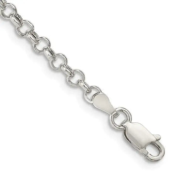 Sterling Silver 3mm Semi-solid Rolo Chain Bracelet - Larson Jewelers