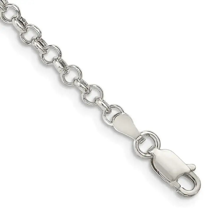 Sterling Silver 3mm Semi-solid Rolo Chain Bracelet - Larson Jewelers