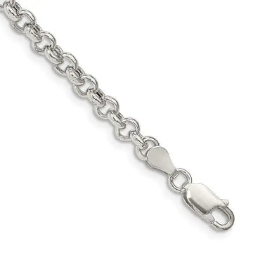 Sterling Silver 4.25mm Semi-solid Rolo Chain Bracelet - Larson Jewelers