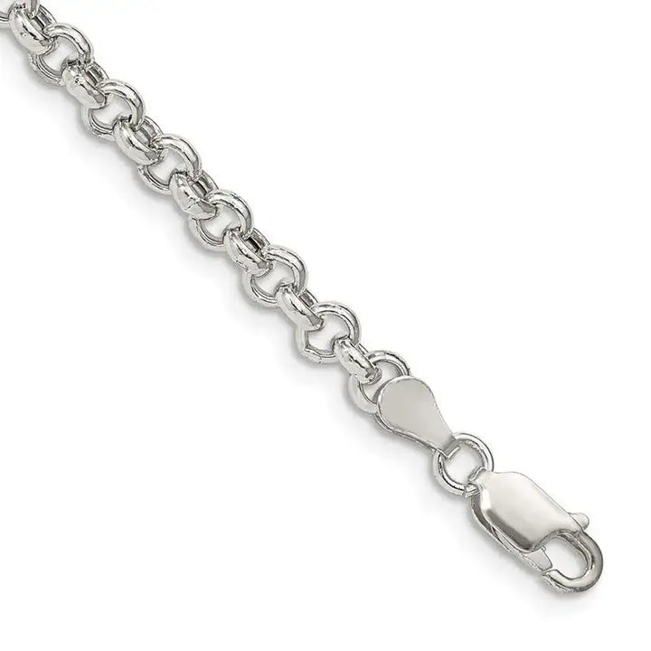 Sterling Silver 4.25mm Semi-solid Rolo Chain Bracelet - Larson Jewelers