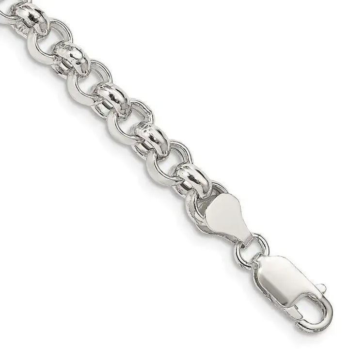 Sterling Silver 6.5mm Semi-solid Rolo Chain Bracelet - Larson Jewelers