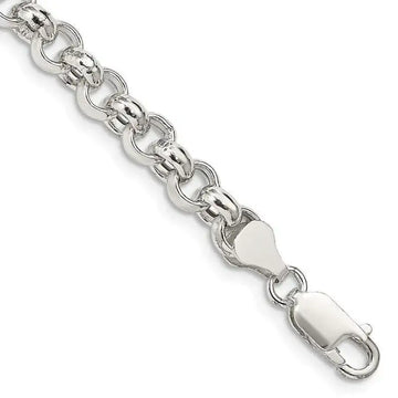 Sterling Silver 6.5mm Semi-solid Rolo Chain Bracelet - Larson Jewelers