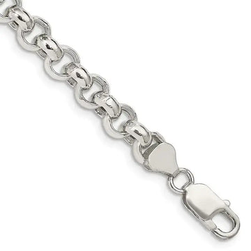 Sterling Silver 7.75mm Semi-solid Rolo Chain Bracelet - Larson Jewelers