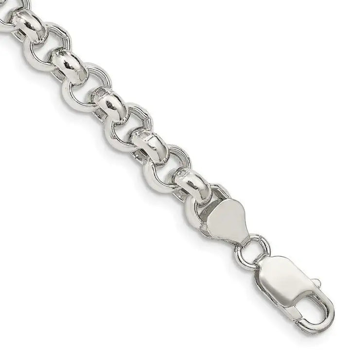 Sterling Silver 7.75mm Semi-solid Rolo Chain Bracelet - Larson Jewelers