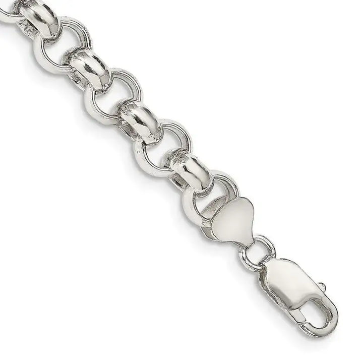 Sterling Silver 9.5mm Semi-solid Rolo Chain Bracelet - Larson Jewelers