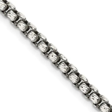 Sterling Silver Antiqued 3.5mm D/C Round Box Chain Necklace - Larson Jewelers