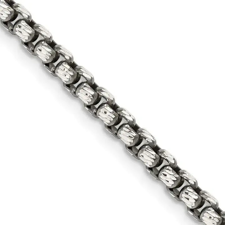 Sterling Silver Antiqued 3.5mm D/C Round Box Chain Necklace - Larson Jewelers