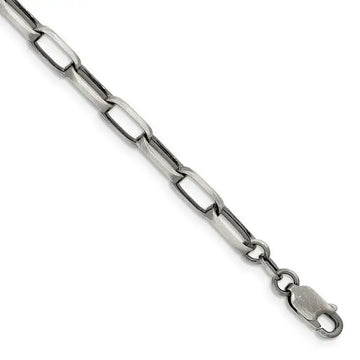 Sterling Silver Antiqued 4.8mm Elongated Open Link Chain Bracelet - Larson Jewelers