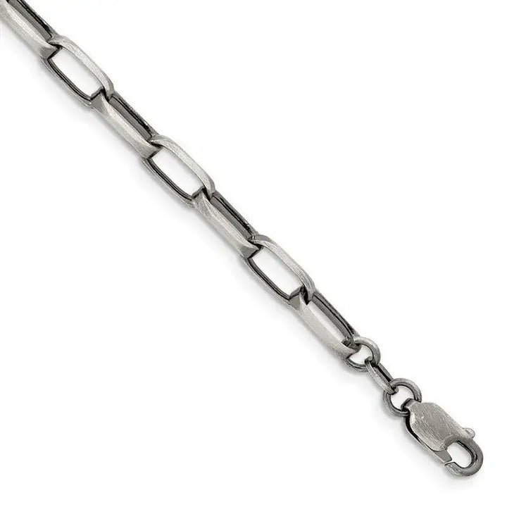 Sterling Silver Antiqued 4.8mm Elongated Open Link Chain Bracelet - Larson Jewelers