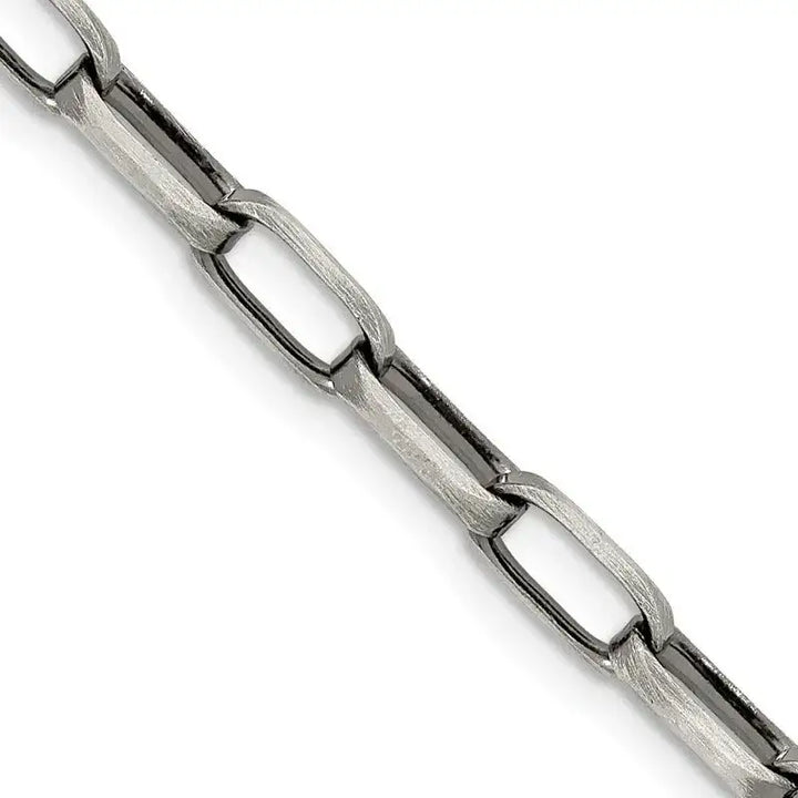Sterling Silver Antiqued 4.8mm Elongated Open Link Chain Necklace - Larson Jewelers