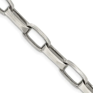 Sterling Silver Antiqued 8mm Elongated Open Link Chain Necklace - Larson Jewelers