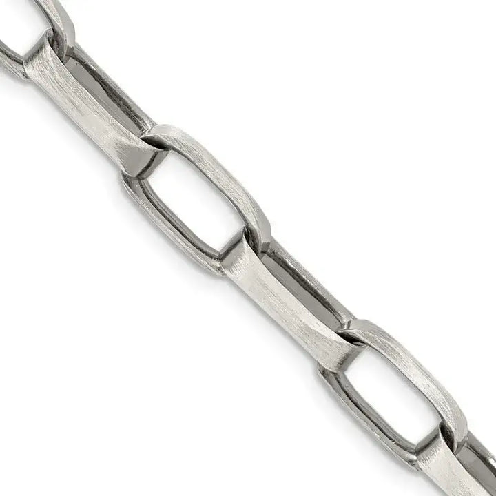 Sterling Silver Antiqued 8mm Elongated Open Link Chain Necklace - Larson Jewelers