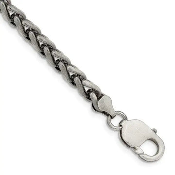 Sterling Silver Antiqued 6mm Round Spiga Chain Bracelet - Larson Jewelers