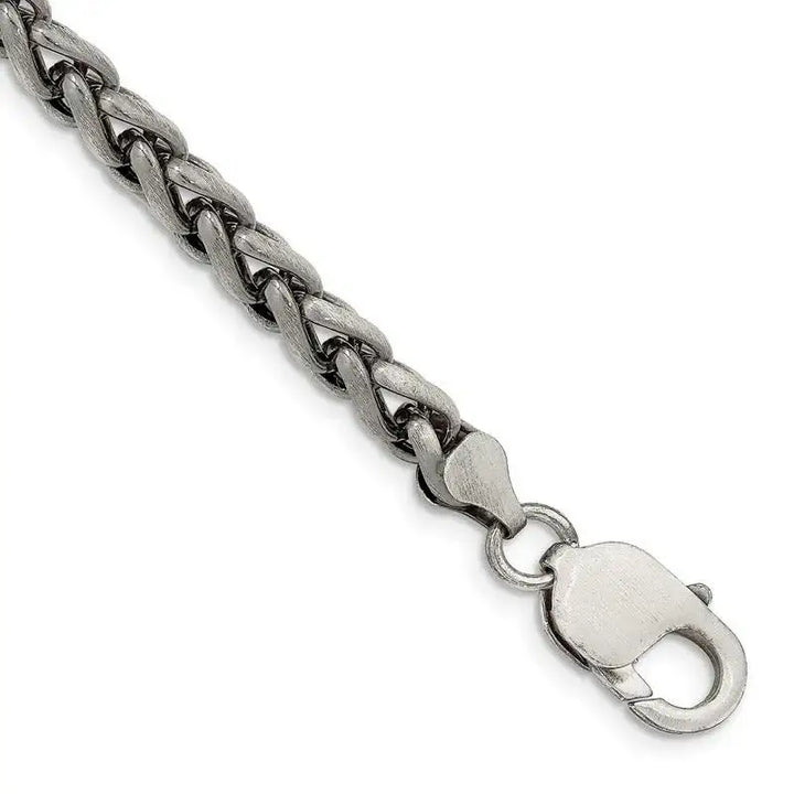 Sterling Silver Antiqued 6mm Round Spiga Chain Bracelet - Larson Jewelers