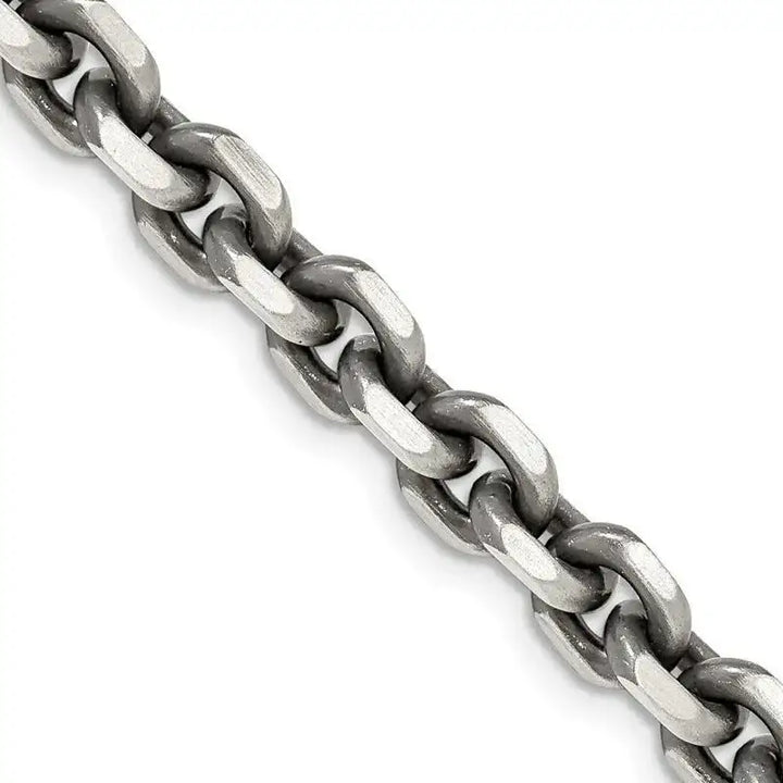 Sterling Silver Antiqued 7mm D/C Elongated Open Link Chain Necklace - Larson Jewelers