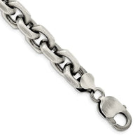 Bracelet chaîne à maillons ouverts allongés en argent sterling vieilli de 8,6 mm D/C