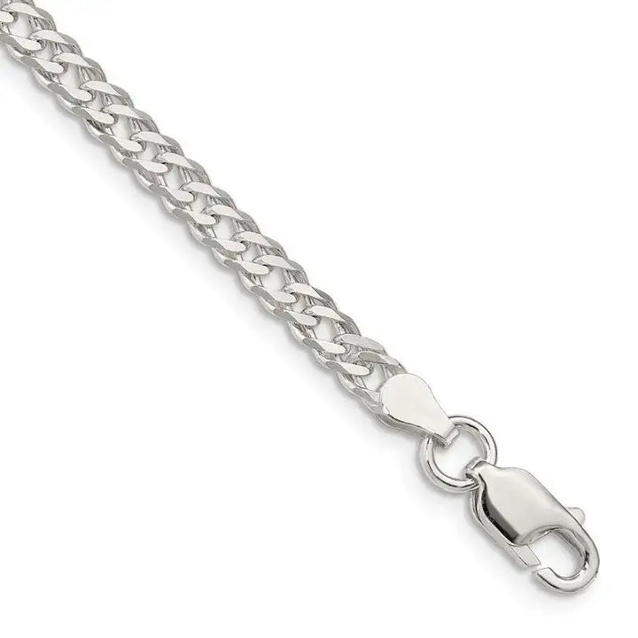 Sterling Silver 4.25mm 6 Side D/C Flat Double Curb Chain Bracelet - Larson Jewelers