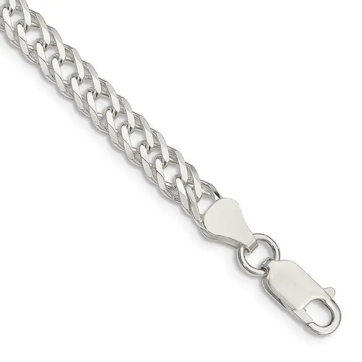 Sterling Silver 5.25mm 6 Side D/C Flat Double Curb Chain Bracelet - Larson Jewelers