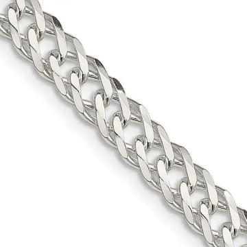 Sterling Silver 5.25mm 6 Side D/C Flat Double Curb Chain Necklace - Larson Jewelers