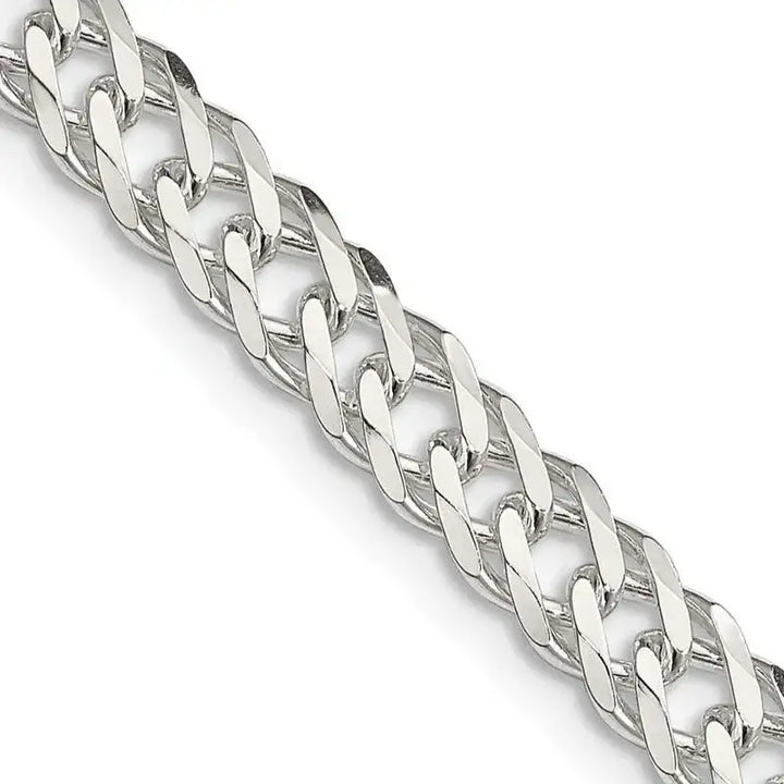 Sterling Silver 5.25mm 6 Side D/C Flat Double Curb Chain Necklace - Larson Jewelers