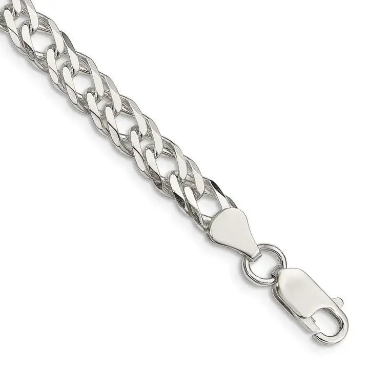 Sterling Silver 6.25mm 6 Side D/C Flat Double Curb Chain Bracelet - Larson Jewelers
