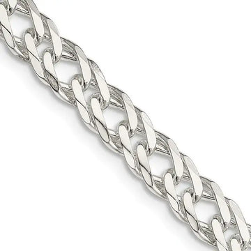 Sterling Silver 6.25mm 6 Side D/C Flat Double Curb Chain Necklace - Larson Jewelers