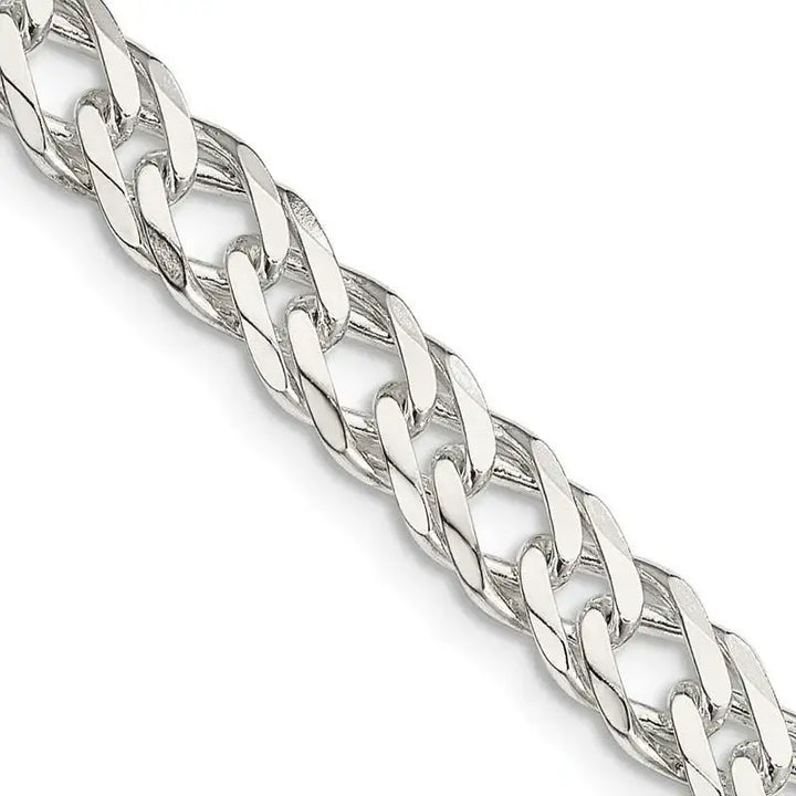 Sterling Silver 6.25mm 6 Side D/C Flat Double Curb Chain Necklace - Larson Jewelers