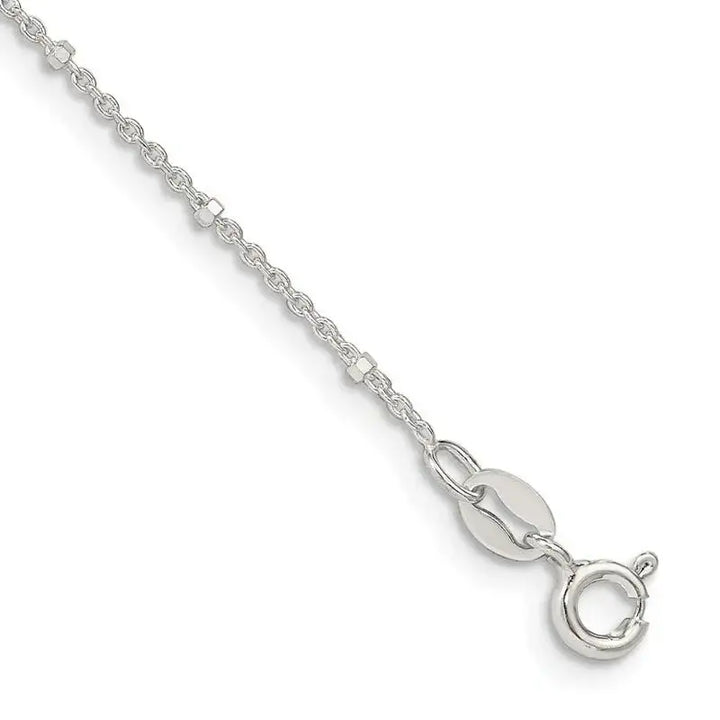 Sterling Silver 1.25mm Rolo with Beads Chain Anklet - Larson Jewelers