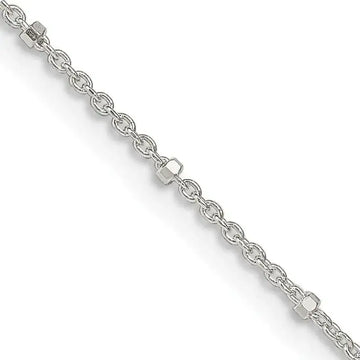 Sterling Silver 1.25mm Rolo with Beads Chain Necklace w/4in ext. - Larson Jewelers