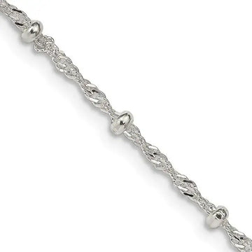 Sterling Silver 2.5mm Singapore w/ Beads Chain Necklace - Larson Jewelers