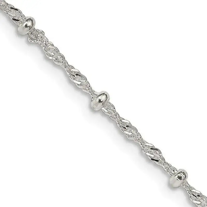 Sterling Silver 2.5mm Singapore w/ Beads Chain Necklace - Larson Jewelers