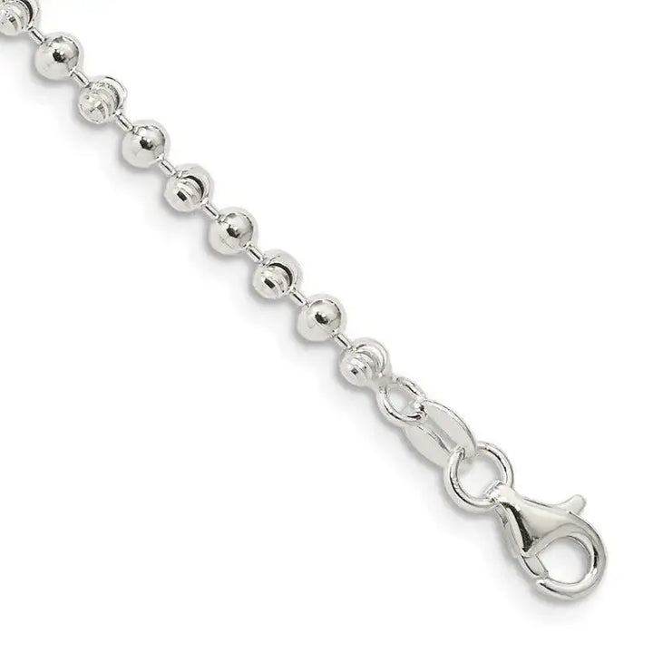 Sterling Silver 3mm Fancy Beaded Chain Anklet - Larson Jewelers