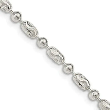 Sterling Silver 3mm Polished and Textured Fancy Beaded Chain Necklace - Larson Jewelers