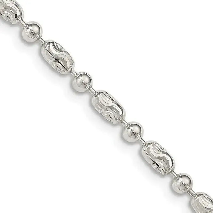 Sterling Silver 3mm Polished and Textured Fancy Beaded Chain Necklace - Larson Jewelers