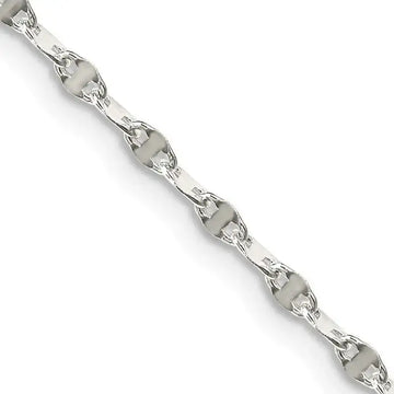 Sterling Silver 2.25mm Fancy Wave Flat Link Chain Necklace - Larson Jewelers